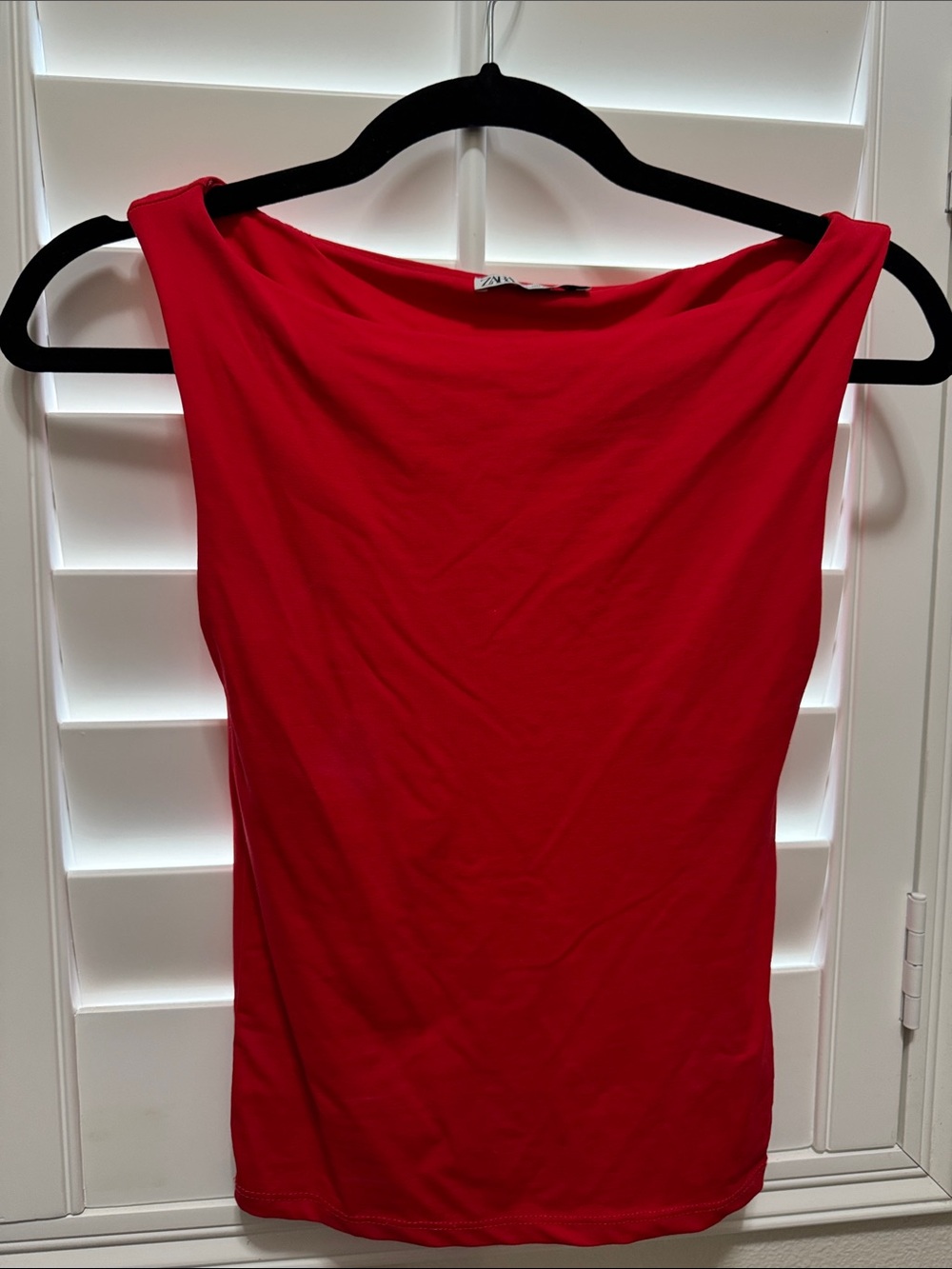 ZARA red boat neck tank top